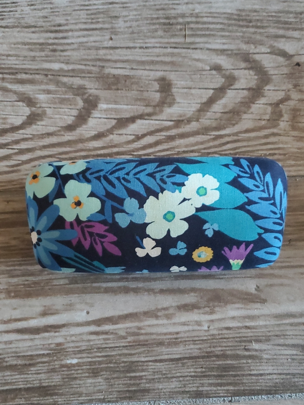 Vera Bradley Navy Floral Eyewear Case with Teal Accents